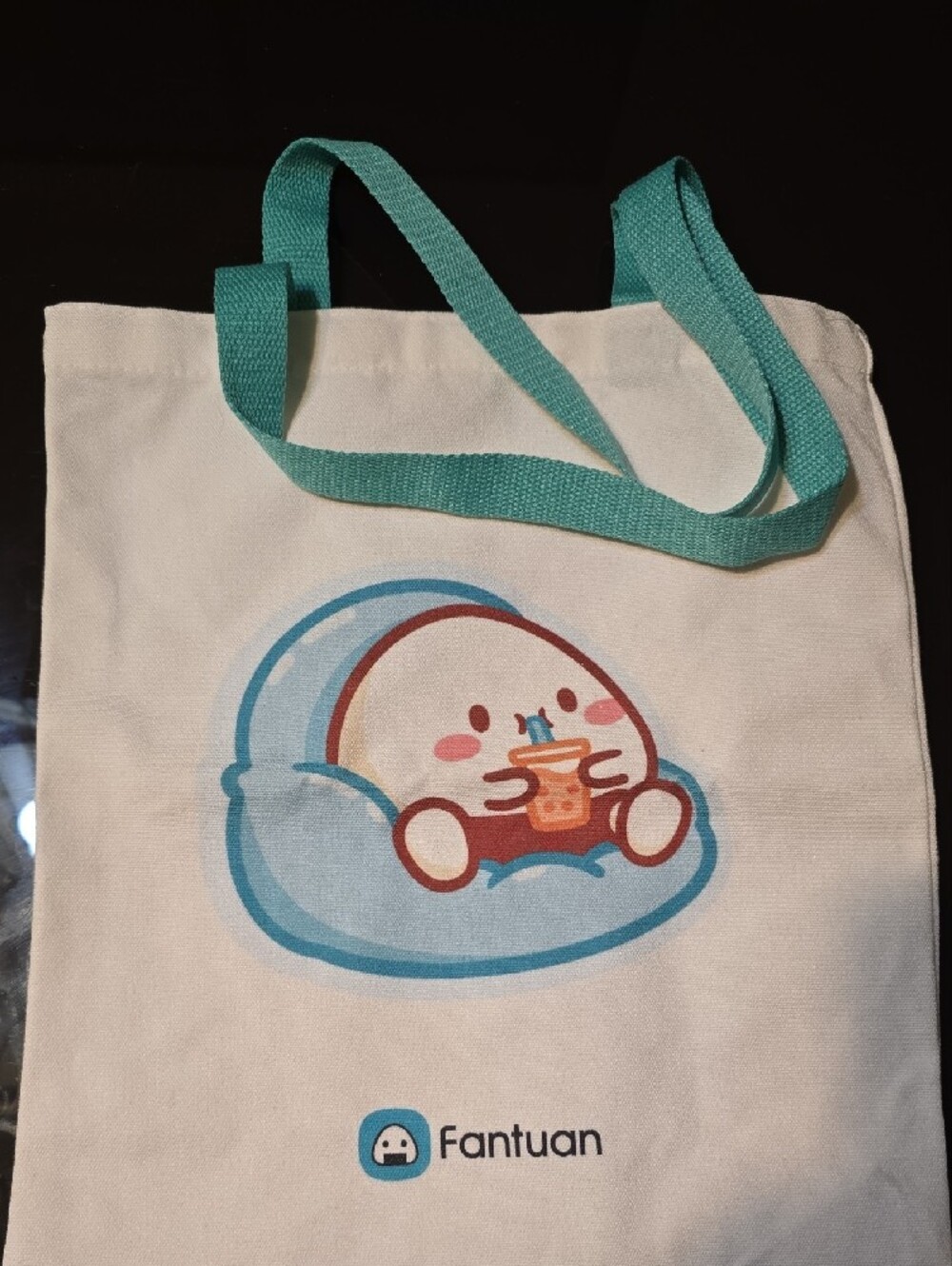 Branded Canvas Tote Bag in Teal Strap